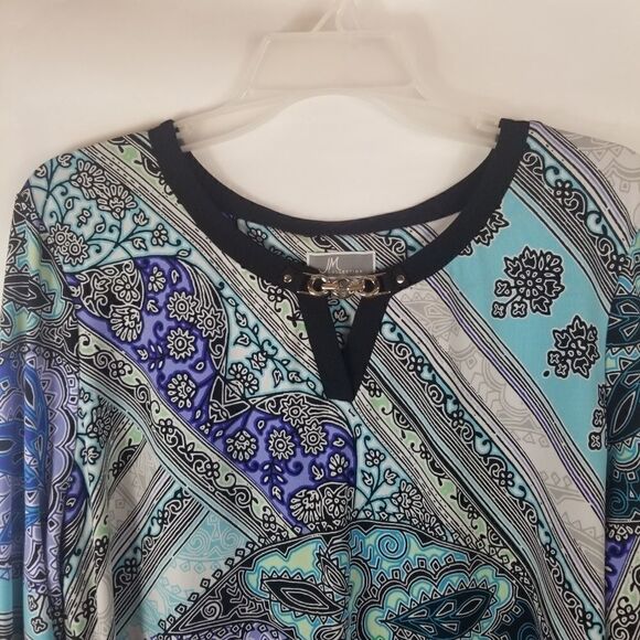 JM COLLECTION TUNIC TOP W/CHAIN DETAIL. SZ L - Picture 3 of 16